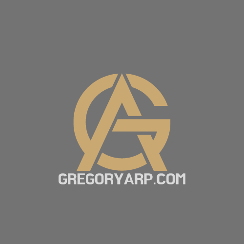 Overlapping letters G and A in gold on a gray background